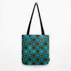 Retro Checkered Pattern (Muted Blue / Dark Green) Tote Bag Gallery Image 2