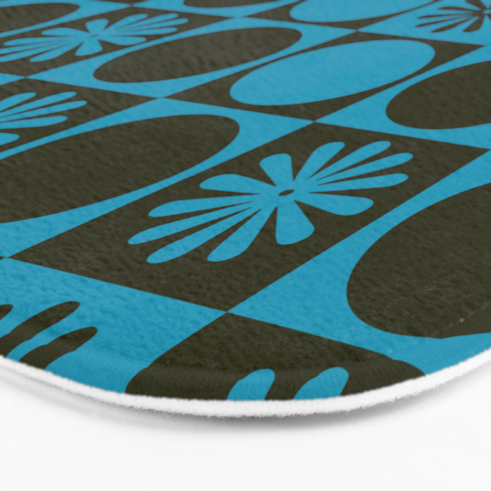 Retro Checkered Pattern (Muted Blue / Dark Green) Bath Mat Gallery Image 3