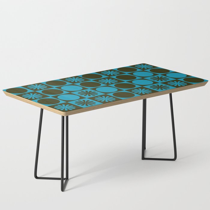 Retro Checkered Pattern (Muted Blue / Dark Green) Coffee Table Gallery Image 1