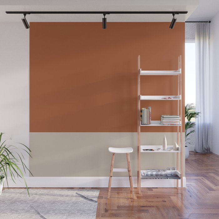 Minimalist Solid Color Block in Clay and Putty Wall Mural Gallery Image 1