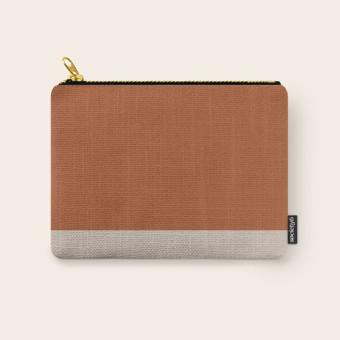 Minimalist Solid Color Block in Clay and Putty Carry All Pouch Gallery Image 1