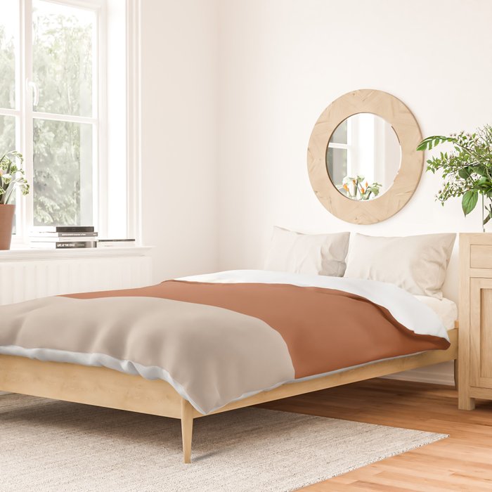 Minimalist Solid Color Block in Clay and Putty Duvet Cover Gallery Image 2