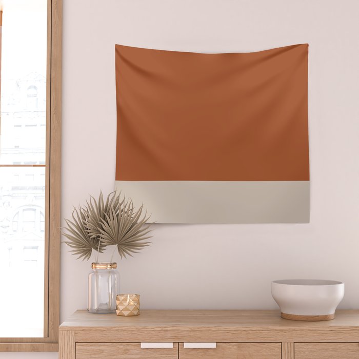 Minimalist Solid Color Block in Clay and Putty Wall Tapestry Gallery Image 2