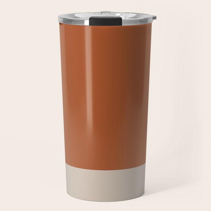 Minimalist Solid Color Block in Clay and Putty Travel Mug Gallery Image 1