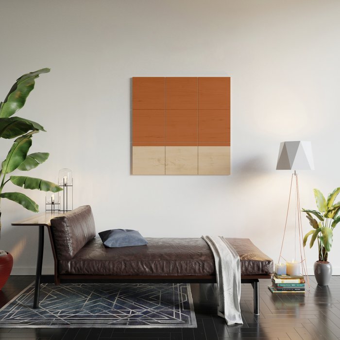 Minimalist Solid Color Block in Clay and Putty Wood Wall Art Gallery Image 2