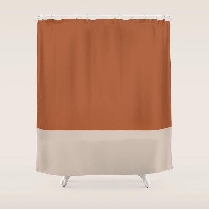 Minimalist Solid Color Block in Clay and Putty Shower Curtain Gallery Image 1
