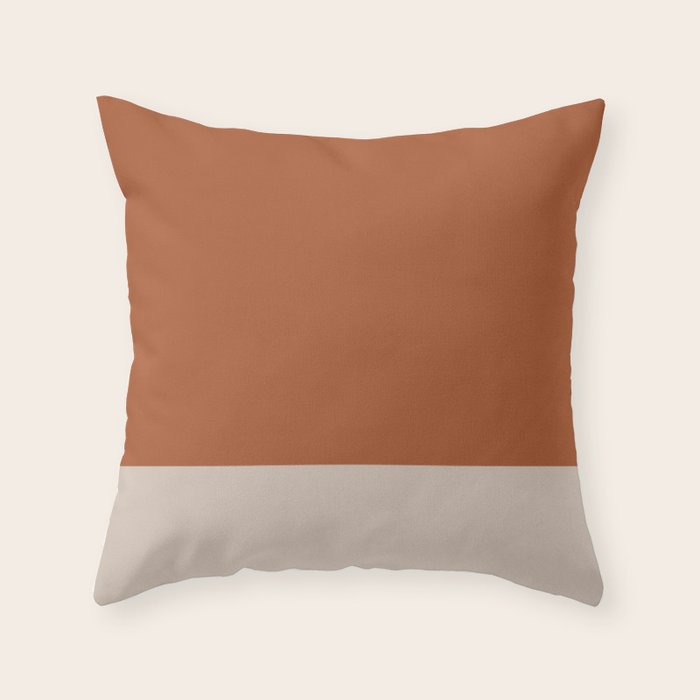 Minimalist Solid Color Block in Clay and Putty Throw Pillow Gallery Image 6