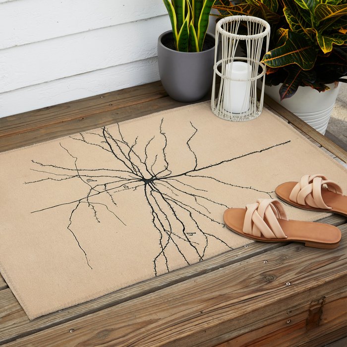 Santiago Ramon y Cajal Pyramida Neuron Drawing 1904 Outdoor Rug Gallery Image 2