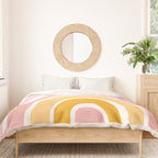 Abstract Shapes 94 in Mustard Yellow and Pale Pink (Rainbow Abstraction) Duvet Cover Gallery Image 3