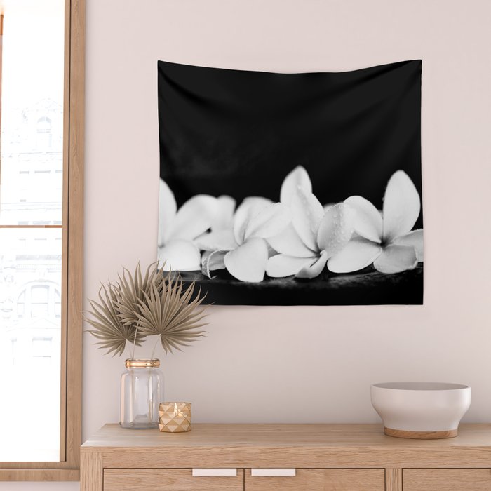 Singapore White Plumeria Flowers the Fragrance of Hawaii Wall Tapestry Gallery Image 2