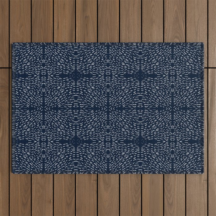 Celestial Stars Art, Indigo Blue, Boho Wall Art, Outdoor Rug Gallery Image 1