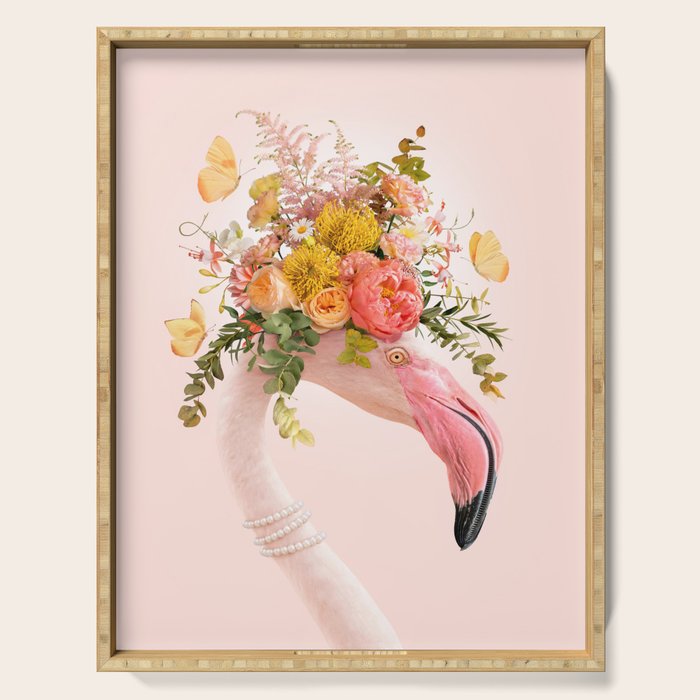 FLORAL FLAMINGO Serving Tray Gallery Image 1