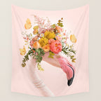 FLORAL FLAMINGO Wall Tapestry Gallery Image 4
