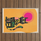 Very Happy Abstract Cat 4 Outdoor Rug Gallery Image 1