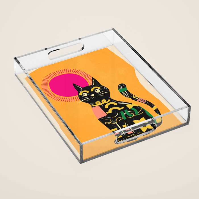 Very Happy Abstract Cat 4 Acrylic Tray Gallery Image 1