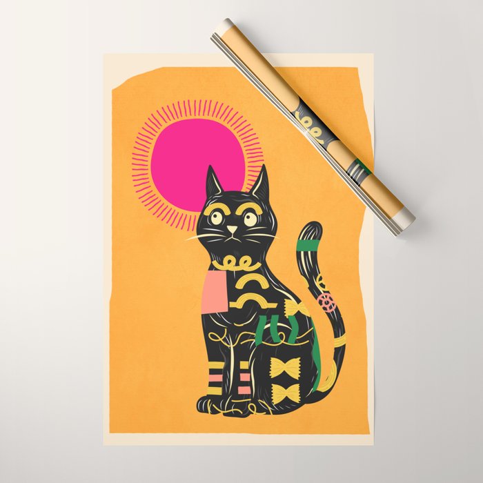 Very Happy Abstract Cat 4 Wrapping Paper Gallery Image 1