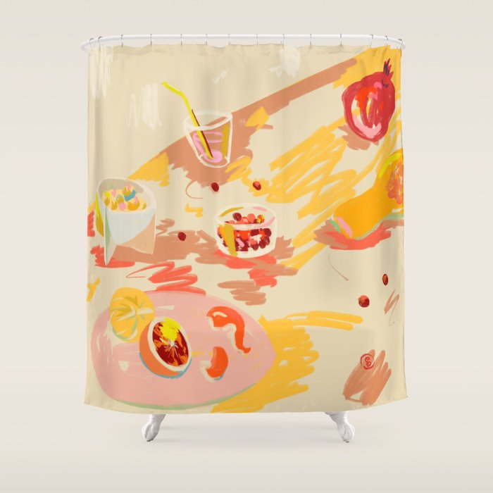 ORANGE AND PINK FRUIT Shower Curtain Gallery Image 1