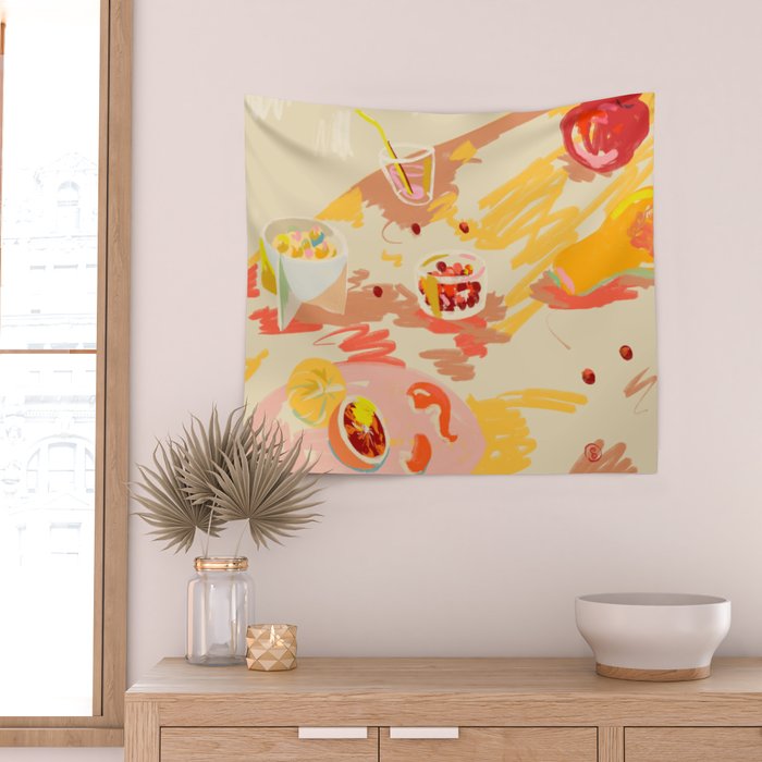 ORANGE AND PINK FRUIT Wall Tapestry Gallery Image 2