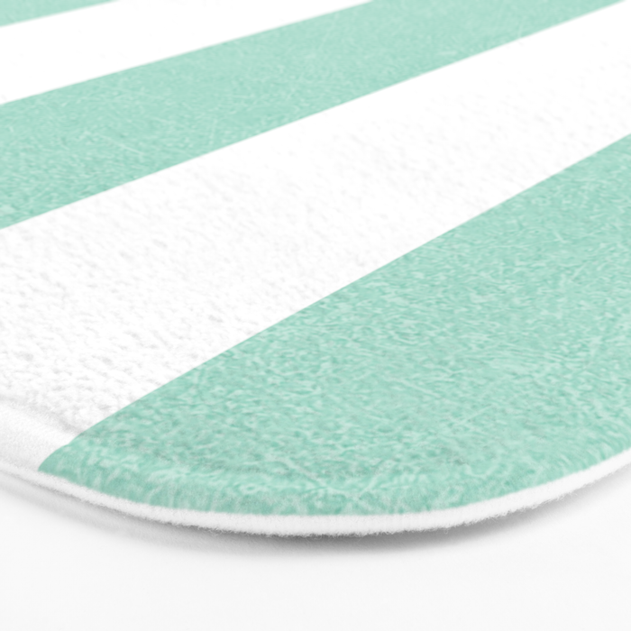 Minimal candy pastel stripes 1. mint and white Bath Mat Gallery Image 3