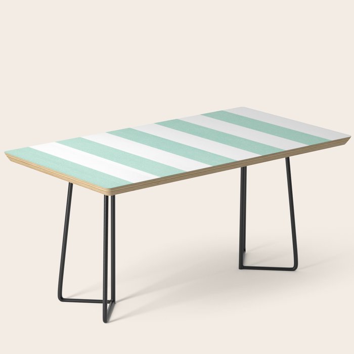 Minimal candy pastel stripes 1. mint and white Coffee Table Gallery Image 1