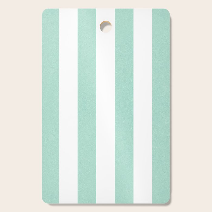 Minimal candy pastel stripes 1. mint and white Cutting Board Gallery Image 1