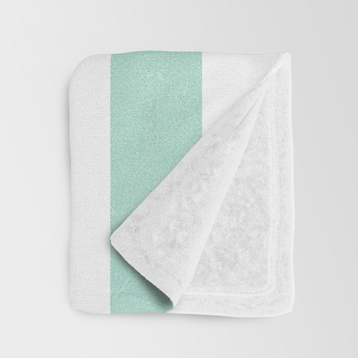 Minimal candy pastel stripes 1. mint and white Throw Blanket Gallery Image 3