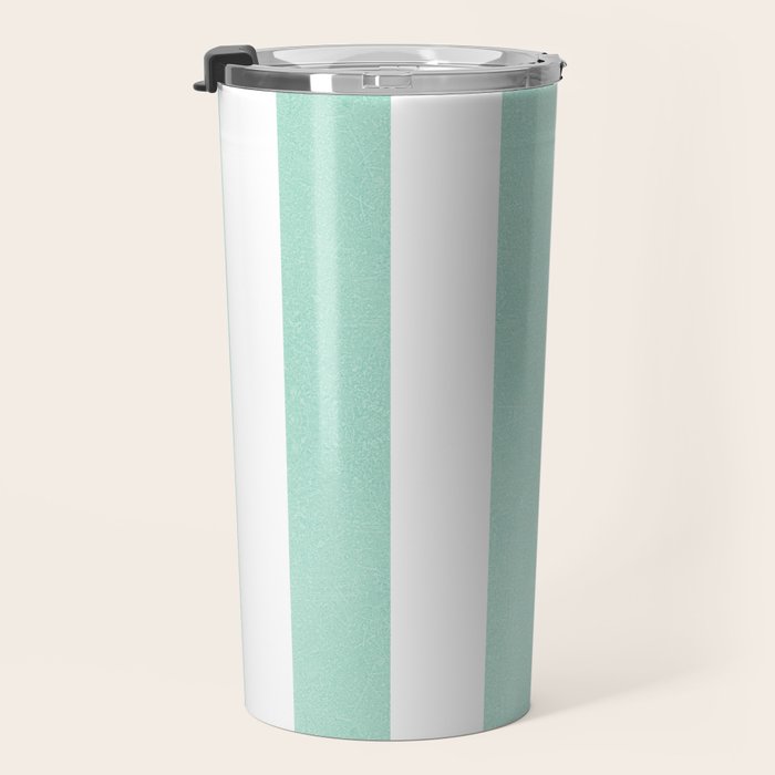 Minimal candy pastel stripes 1. mint and white Travel Mug Gallery Image 3