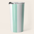 Minimal candy pastel stripes 1. mint and white Travel Mug Gallery Image 3