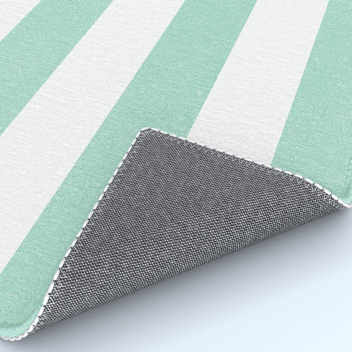 Minimal candy pastel stripes 1. mint and white Rug Gallery Image 4