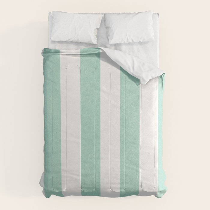 Minimal candy pastel stripes 1. mint and white Comforter Gallery Image 1