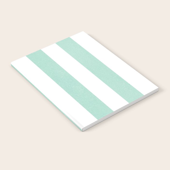 Minimal candy pastel stripes 1. mint and white Notebook Gallery Image 1