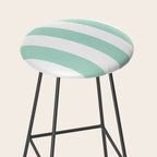 Minimal candy pastel stripes 1. mint and white Stool Gallery Image 2