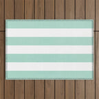 Minimal candy pastel stripes 1. mint and white Outdoor Rug Gallery Image 1
