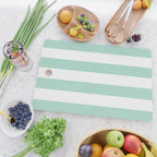 Minimal candy pastel stripes 1. mint and white Cutting Board Gallery Image 2