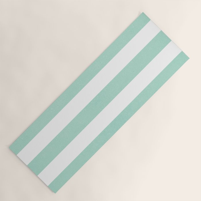 Minimal candy pastel stripes 1. mint and white Yoga Mat Gallery Image 1