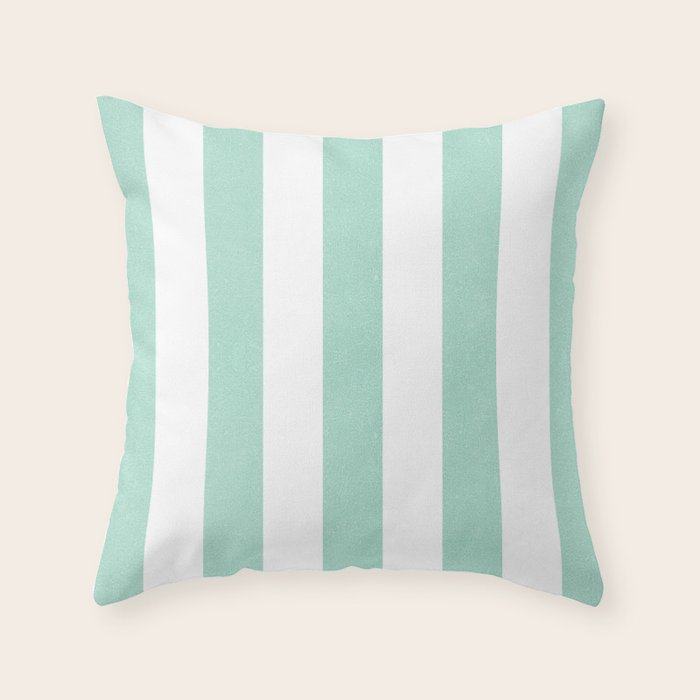 Minimal candy pastel stripes 1. mint and white Throw Pillow Gallery Image 6