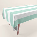 Minimal candy pastel stripes 1. mint and white Tablecloth Gallery Image 1