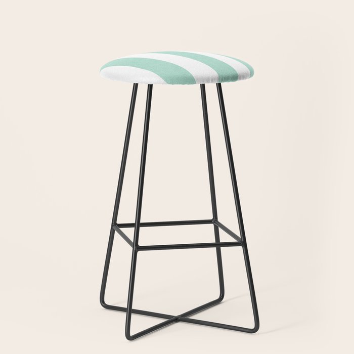 Minimal candy pastel stripes 1. mint and white Stool Gallery Image 1
