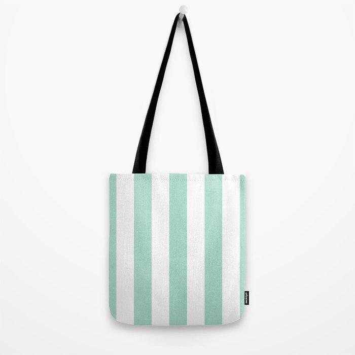 Minimal candy pastel stripes 1. mint and white Tote Bag Gallery Image 2