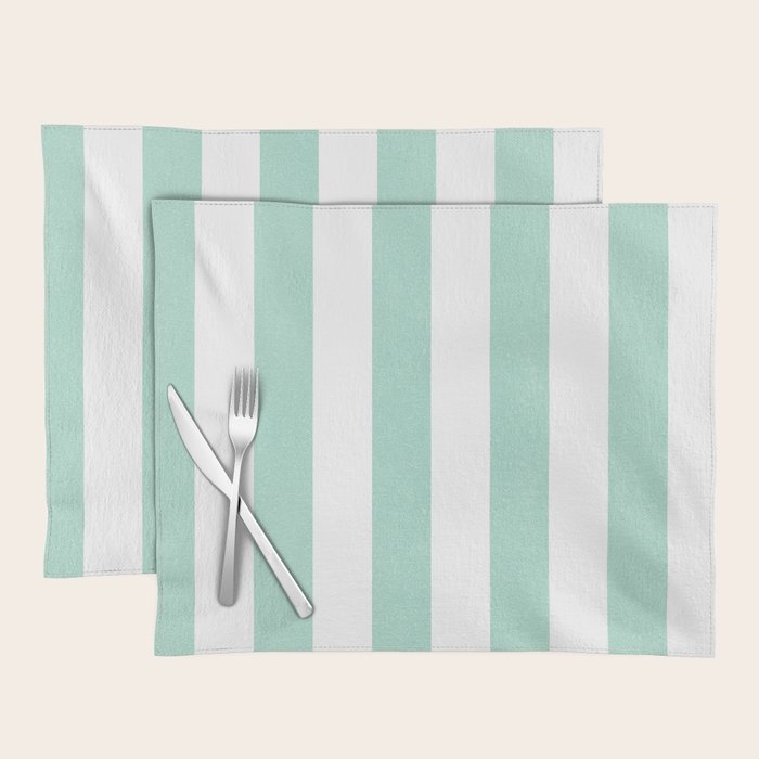 Minimal candy pastel stripes 1. mint and white Placemat Gallery Image 1