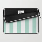 Minimal candy pastel stripes 1. mint and white Laptop Sleeve Gallery Image 2