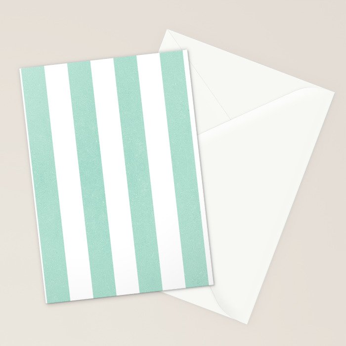 Minimal candy pastel stripes 1. mint and white Stationery Card Gallery Image 2