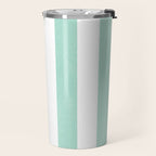 Minimal candy pastel stripes 1. mint and white Travel Mug Gallery Image 2