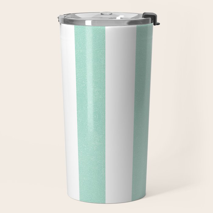 Minimal candy pastel stripes 1. mint and white Travel Mug Gallery Image 2