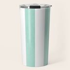Minimal candy pastel stripes 1. mint and white Travel Mug Gallery Image 1