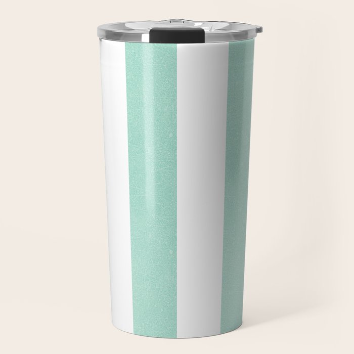 Minimal candy pastel stripes 1. mint and white Travel Mug Gallery Image 1
