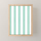 Minimal candy pastel stripes 1. mint and white Mini Art Print Gallery Image 1