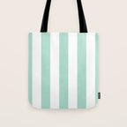 Minimal candy pastel stripes 1. mint and white Tote Bag Gallery Image 1