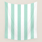 Minimal candy pastel stripes 1. mint and white Wall Tapestry Gallery Image 4
