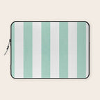 Minimal candy pastel stripes 1. mint and white Laptop Sleeve Gallery Image 1